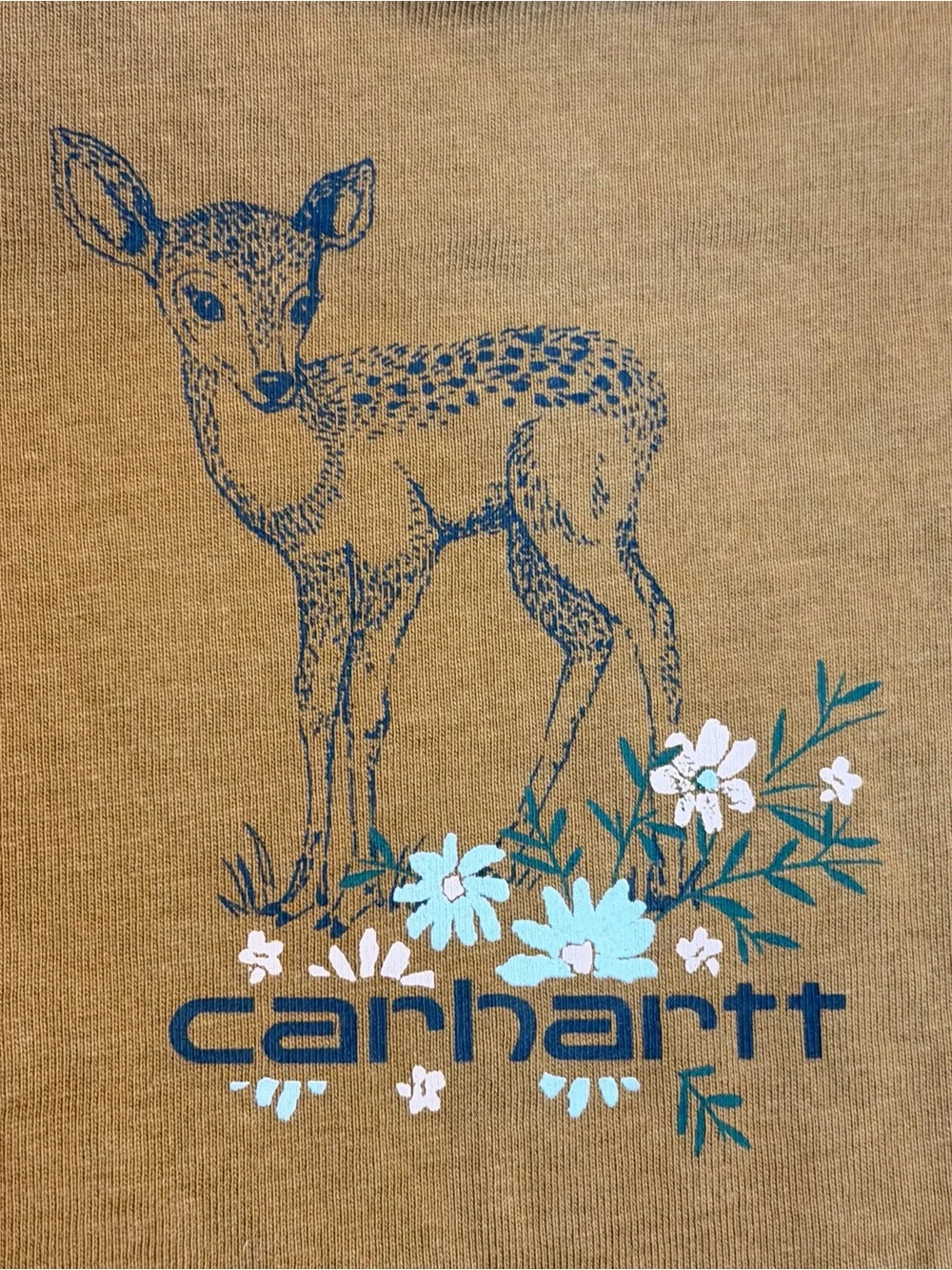 Carhartt Baby 9M Deer Floral Long Sleeve Coverall Brown Pink Fall 100% Cotton